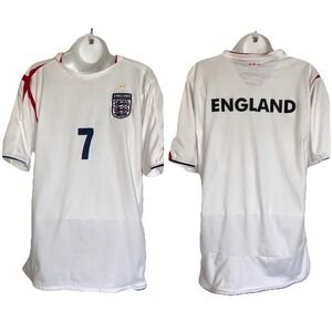 England Soccer Jersey #7 Men's S White